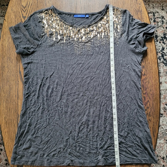 Apt.9 Dark Gray with Gold Sequins Short Sleeve T-Shirt Top Size Women's Large - Picture 8 of 10